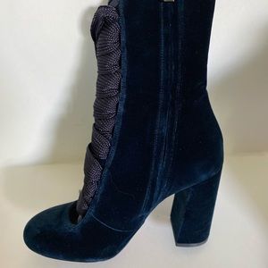 Chloe Blue Suede Mid-Calf Lace Up Boots (size 37)